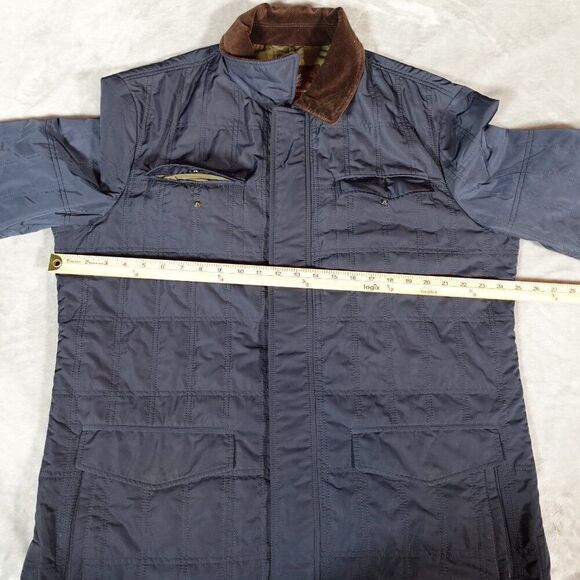 Hickey Freeman Quilted Corduroy Collar Chore Coat Jacket Mens L Preppy Blue - Picture 12 of 14